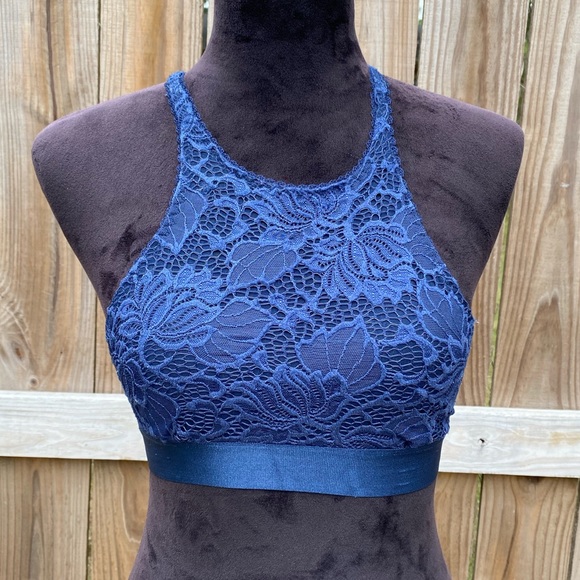 Youmita Other - Youmita Dark Blue Lace Crisscross Bralette